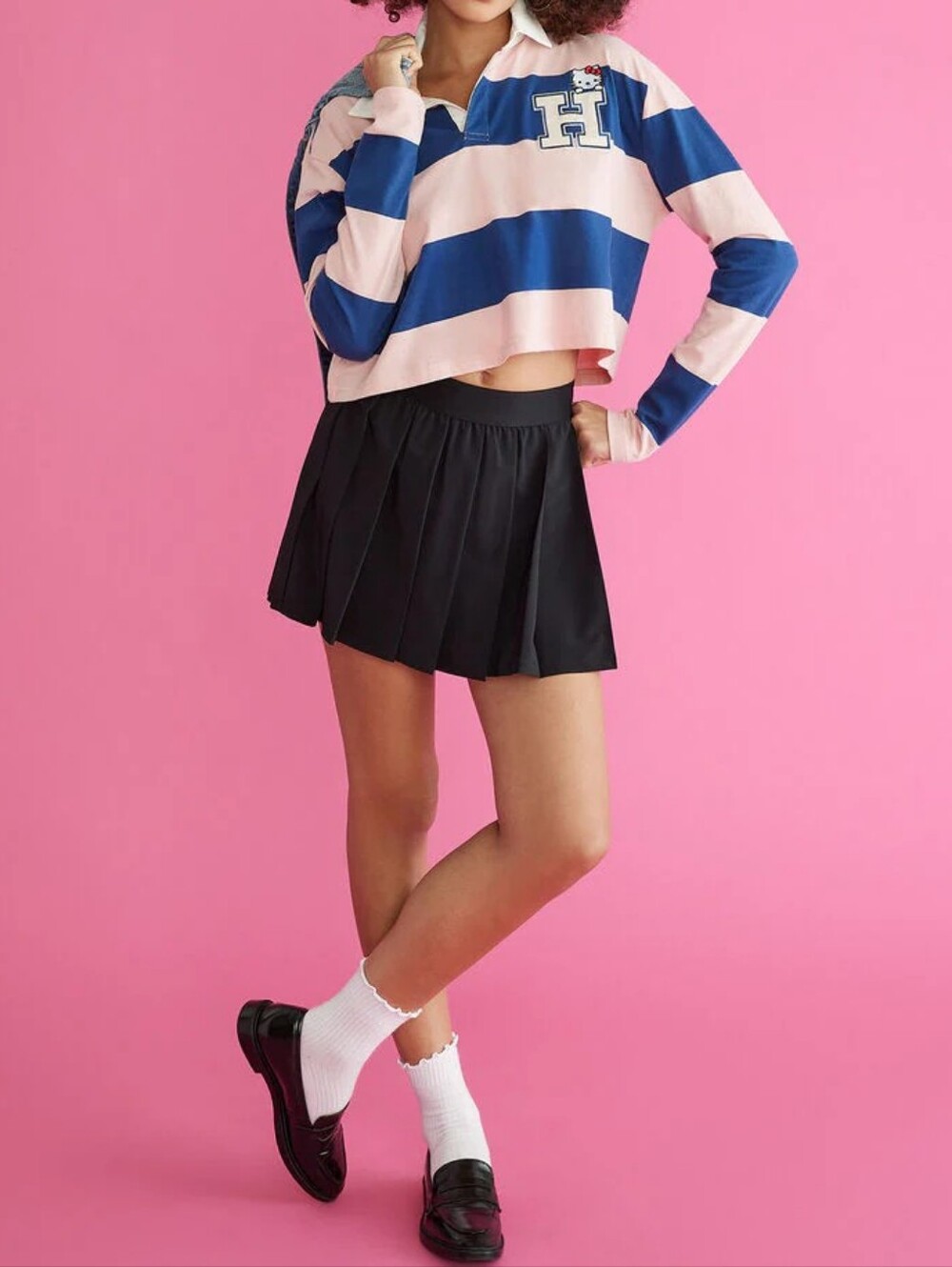 Hello Kitty Cropped Rugby Shirt - Picture 2 of 8